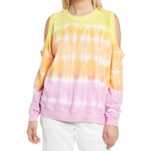 Electric & Rose Lotus Tie Dye Cold Shoulder Cotton Sweatshirt Size M